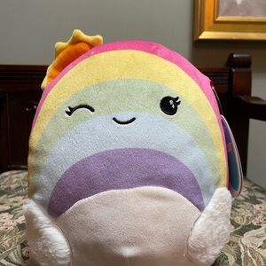 Sunshine Squishmallows Rainbow Plush Toy with Pink and Purple Accents. NWT.